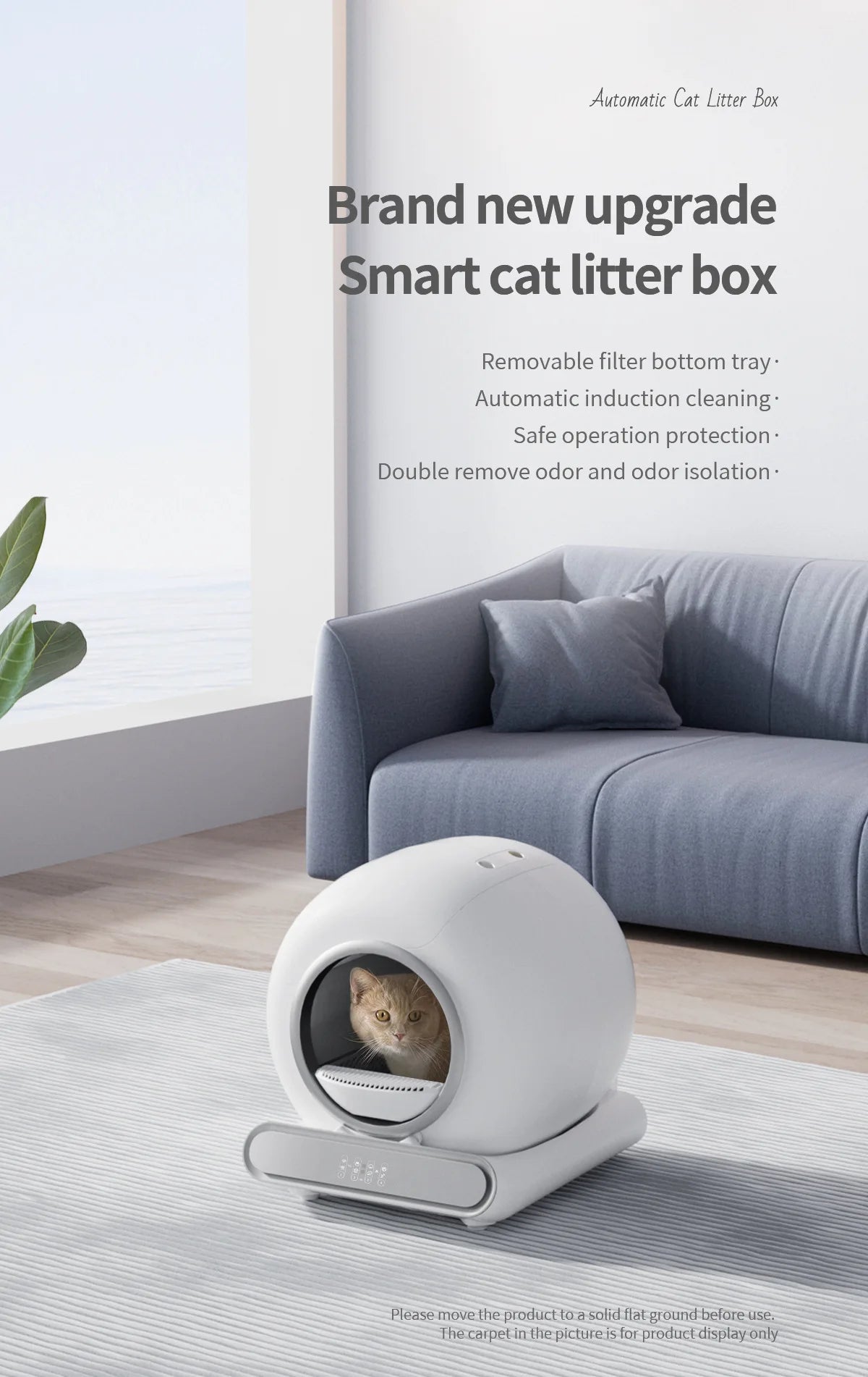 Large Automatic Cat Litter Box, Enclosed Self-Cleaning Electric Cat Toilet with Odor Control for Multiple Cats,Cat litter box