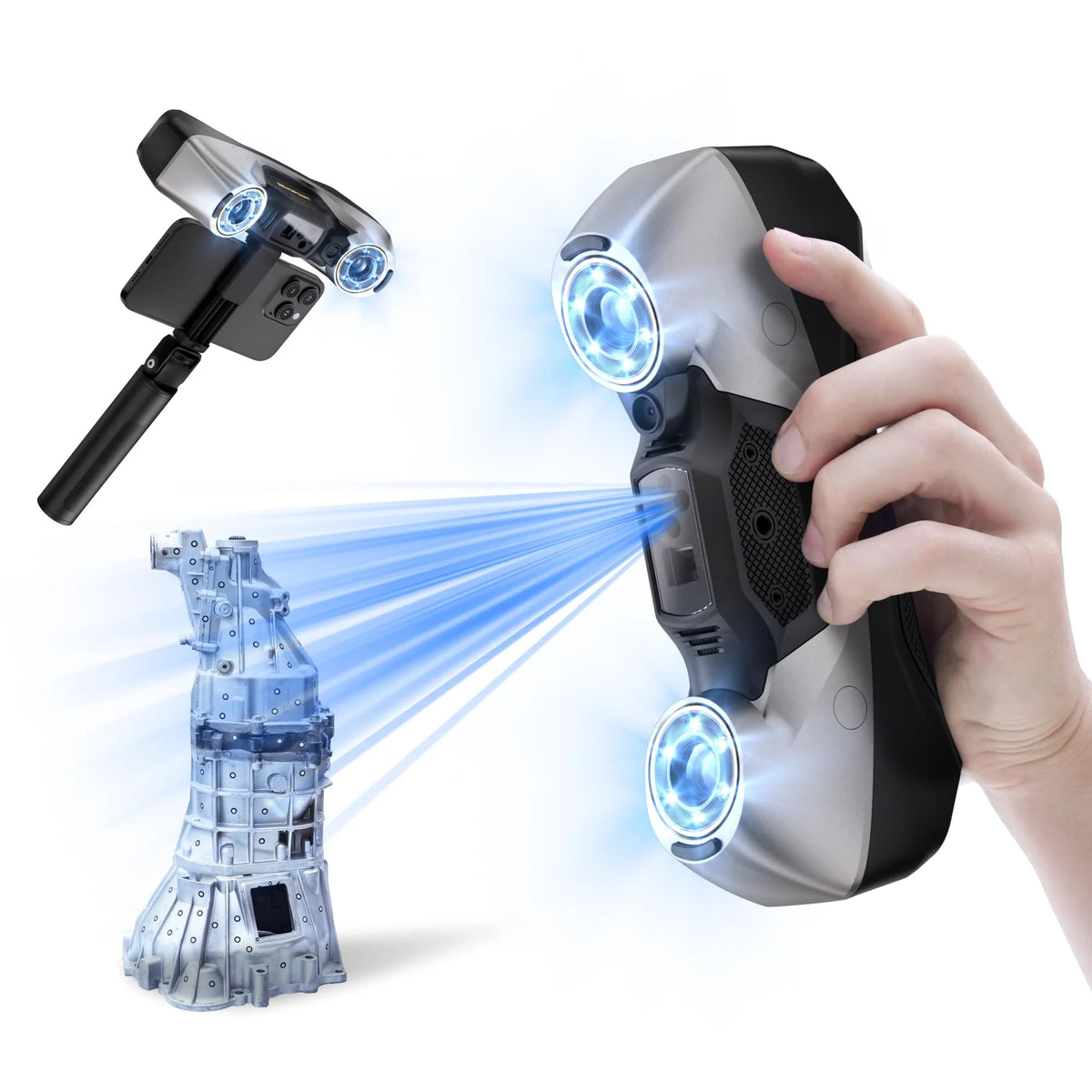 Revopoint MetroY Pro 3D Scanner for 3D Printing, Metro Y Pro Full-Color Scanner , 34+15+1 Industrial Blue Laser Handheld Scanner
