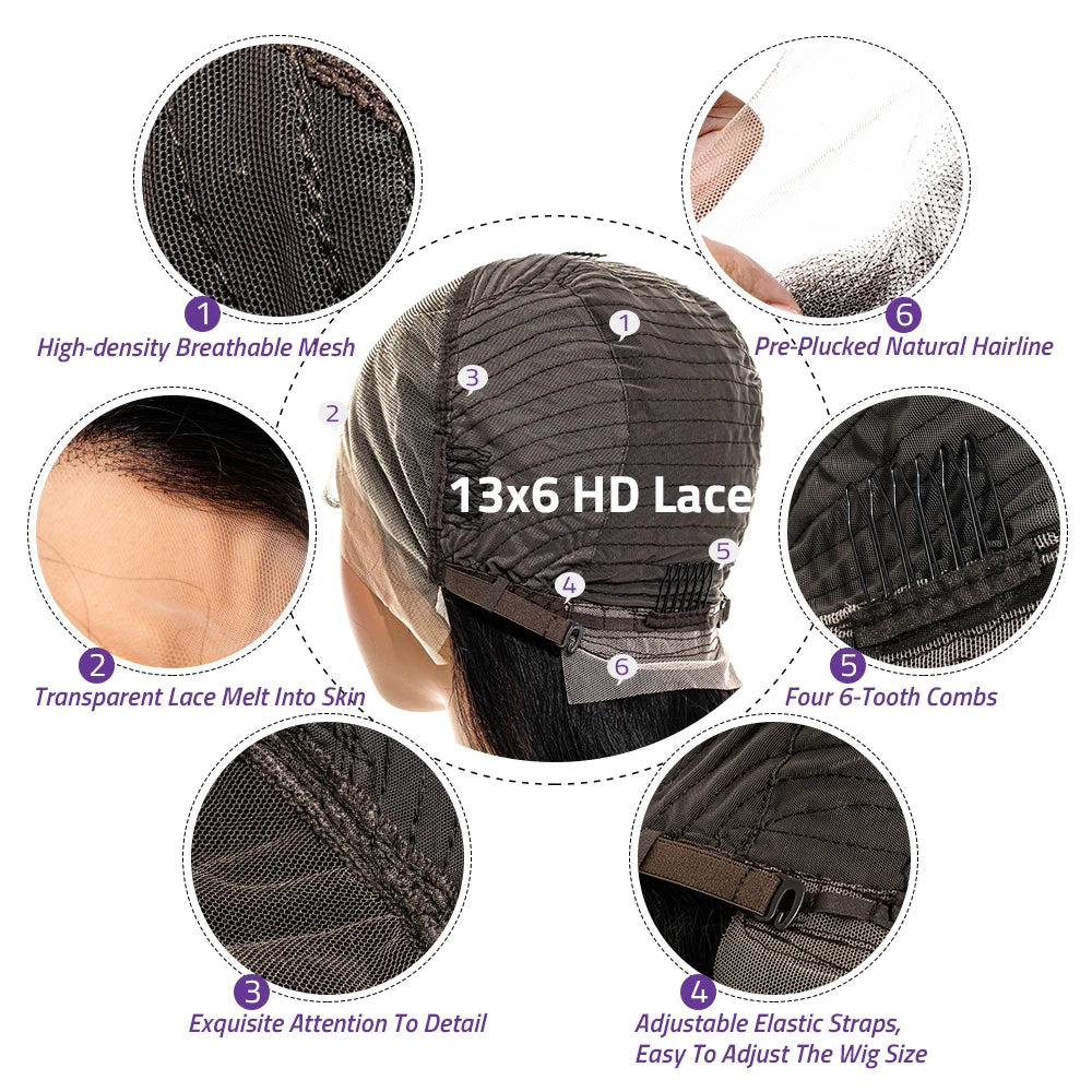 Chocolate Brown 13x4 Lace Front Human Hair Pre Plucked Body Wave Wigs For Women 40 Inch 13x6 HD Lace Frontal Wig 200% Density