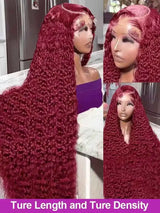 99J Burgundy 250 Density 13x4 HD Lace Front Wigs Human Hair Red Wine 30