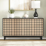 63" Storage Sideboard Buffet Cabinet w/ Doors & Adjustable Shelves for Living Room Entryway Black, Customized