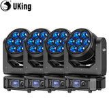 U'King 4Pcs 300W Moving Head DJ Lights 7LEDs RGBW BEE'S EYE Beam Stage Lights DMX512 Control For KTV Bar Christmas Wedding Party