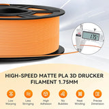 JAYO PLA Classic 3D Filament 1.75mm High Speed Matte PLA 3D Printer Filament Neatly Wound 3D Printing Materials 5Rolls/set