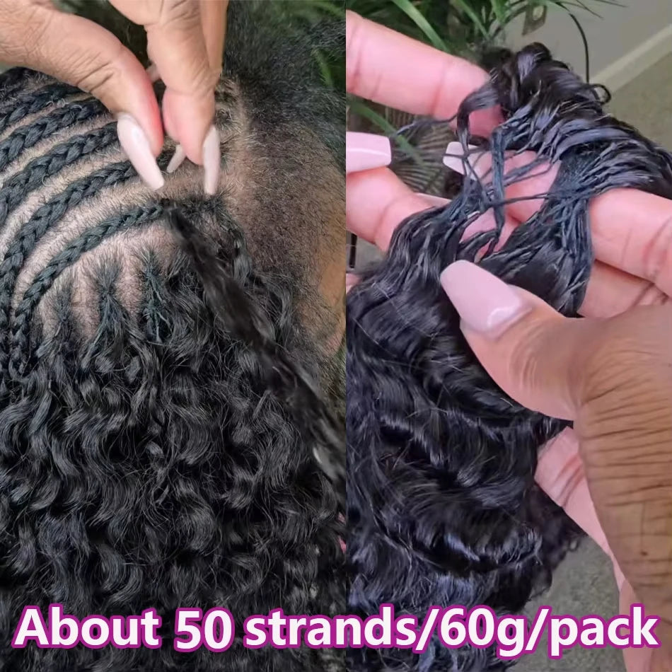 Deep Pixie Curls Crochet Hair Pre Separated Knotless Miracle Knot Braids 12A Small Spirals Curly Crochet Human Hair Extensions