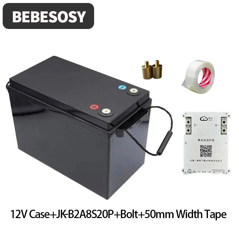 Case 12V 280AH DIY Battery Case Portable Battery Box 230AH 4S Optional 200A BMS 2A Active Balance TFT LCD Tape Bolt For RV