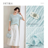 SENTUBILA Women's Short Sleeve Tee 2026 New Collection Pleated Casual Style Tops Summer Knitwear T-shirt Woman Clothes Q52TN1656
