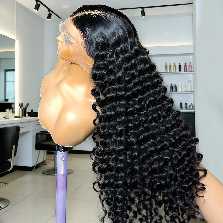 250 Density 100% Human Hair Loose Deep Wave 13x6 Lace Front Wigs 30 40 Inch Curly Water HD 13x4 Lace Frontal Wig Brazilian Black