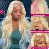 613 Human Hair Wig 13X6 Body Wave Blonde Hd Lace Frontal Wig Preplucked 13X4 Transparent Lace Front Wigs For Women 30 38 Inch