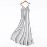 2026 Women's Fashion New 21MM 100% Natural Mulberry Silk Plain Satin Extended French Sexy Adjustable Shoulder Strap Solid Dress