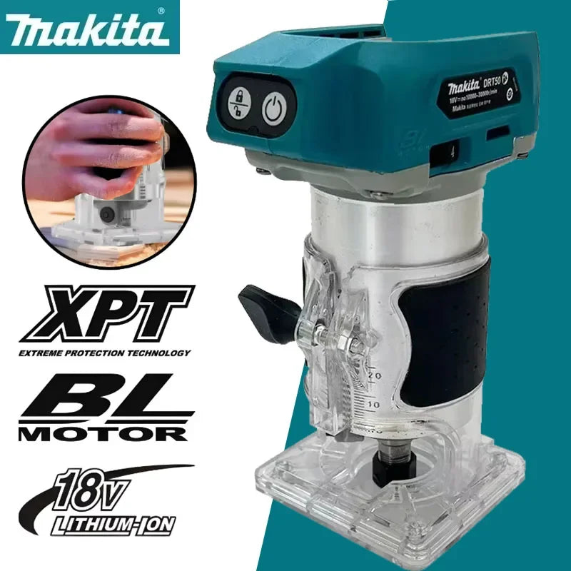 MakitaTrimmer Rechargeable Trimming Machine Brushless Slotting Tool DRT50 Cordless  Milling Woodwork Engraving Machine
