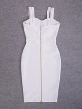 BEAUKEY Summer White Rhinestone Bandage Evening Dress Women Luxury Maxi Spaghetti Strap Red Club Celebrity Evening Party Vestido