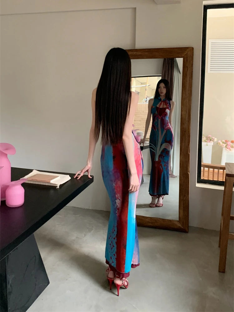 CHEERART Designer Floral Long Summer Dress Woman 2025 Party Evening Bodycon Tunics Sleeveless A Line Midi Dress Clothing