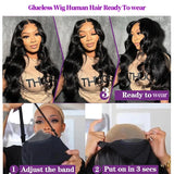 260% Density 13x6 Body Wave Lace Front Wigs Human Hair Pre Plucked 13x4