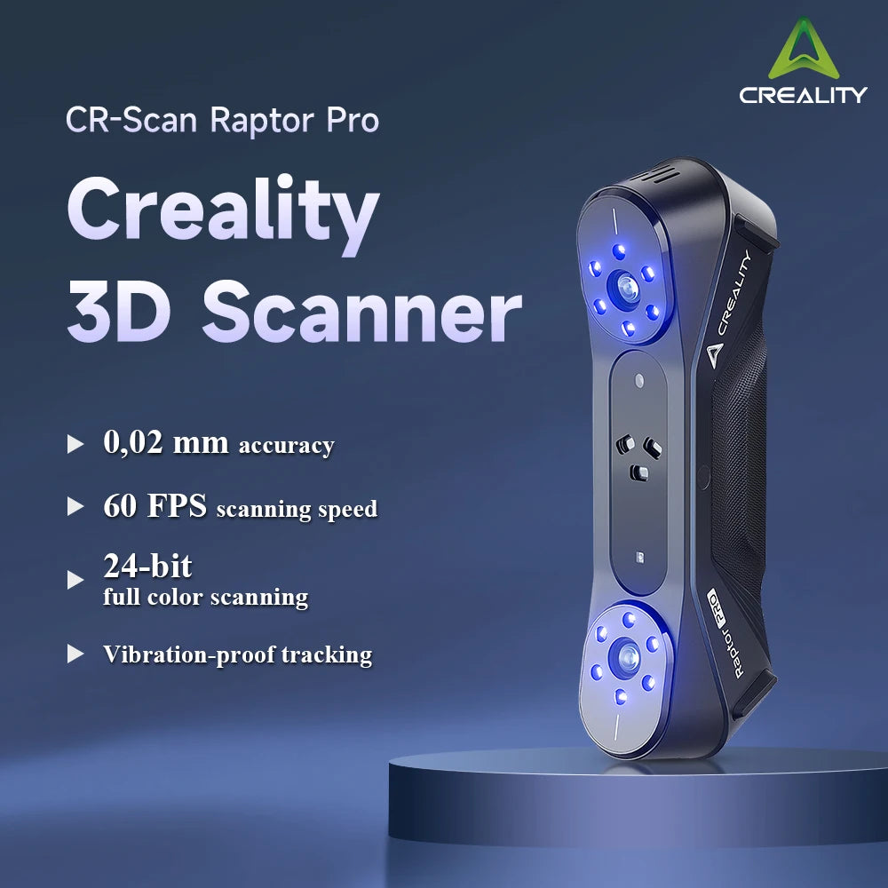 Creality Raptor Pro 3D Scanner 22+7 Blue Laser Line/NIR 0.02mm Accuracy 60FPS Anti-Shake Tracking Support 5-2000mm Objects