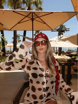 Sexy Printed Shirt-style Women's Dress Full Sleeve Turn-down Collar Button Detachable Scarf Dresses 2026 Summer Chic Female Robe
