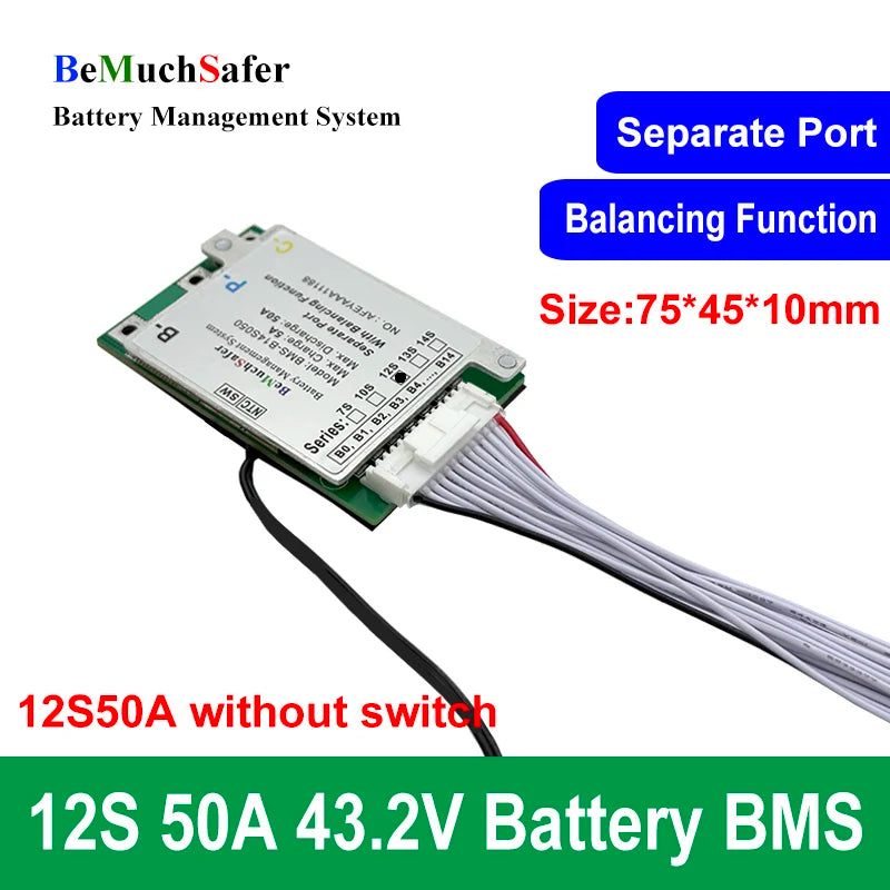 BeMuchSafer 7S 10S 12S 13S 14S 50A Battery BMS 24V 36V 43V 48V 52V BMS 7S50A 10S50A 12S50A 13S50A 14S50A for DIY EBike Battery