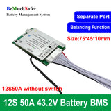 BeMuchSafer 7S 10S 12S 13S 14S 50A Battery BMS 24V 36V 43V 48V 52V BMS 7S50A 10S50A 12S50A 13S50A 14S50A for DIY EBike Battery
