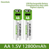 AA USB Rechargeable Lithium Ion Battery 1.5V AA 12800mah Power Bank Lifepo4 Batteries Aaa Recharable Lipo4 Recharchable Original