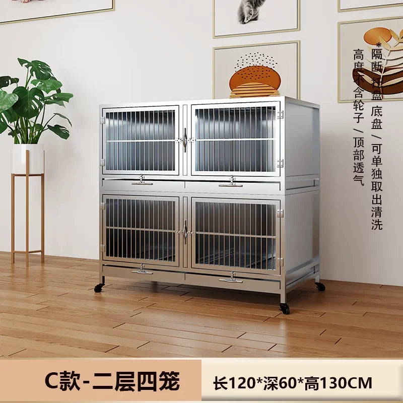 Stainless steel dog cage bold multi-layer pet display cage small dog outdoor display cabinet pet store foster cage