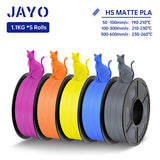 JAYO PLA Classic 3D Filament 1.75mm High Speed Matte PLA 3D Printer Filament Neatly Wound 3D Printing Materials 5Rolls/set
