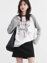CHIC VEN Korean Women T-Shirts Loose Casual New O Neck Contrasting Letter Printed Long Sleeved Female Tops Spring Autumn 2025