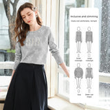 I BELIEVE YOU Grey Floral Embroidery Long Sleeve T-Shirt for Women 2026 Autumn Crew Neck Splicing Lace Casual Top 2263016550