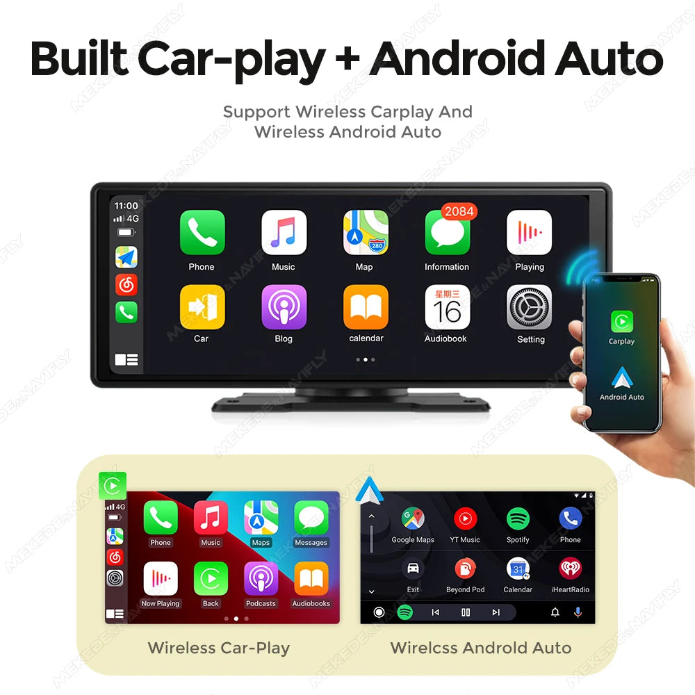 MEKEDE Central Control 10.26 Inch Universal Multimedia Player Carplay Android Auto Car Radio Touch Screen Navigation WIFI FM AUX