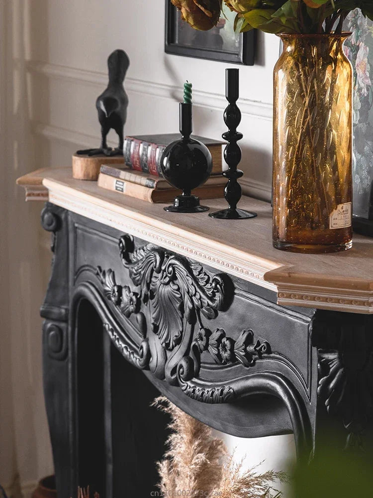 French retro fireplace decorative living room against the wall simulation finished fireplace rack solid wood porch antique