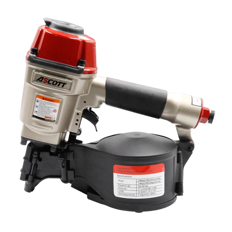 Ascott Coil Nailer CN57 CN70 CN80 CN90B Pallet Nailing Gun for Making Crates Siding Board Fencing Woodworking Pneumatic Tool