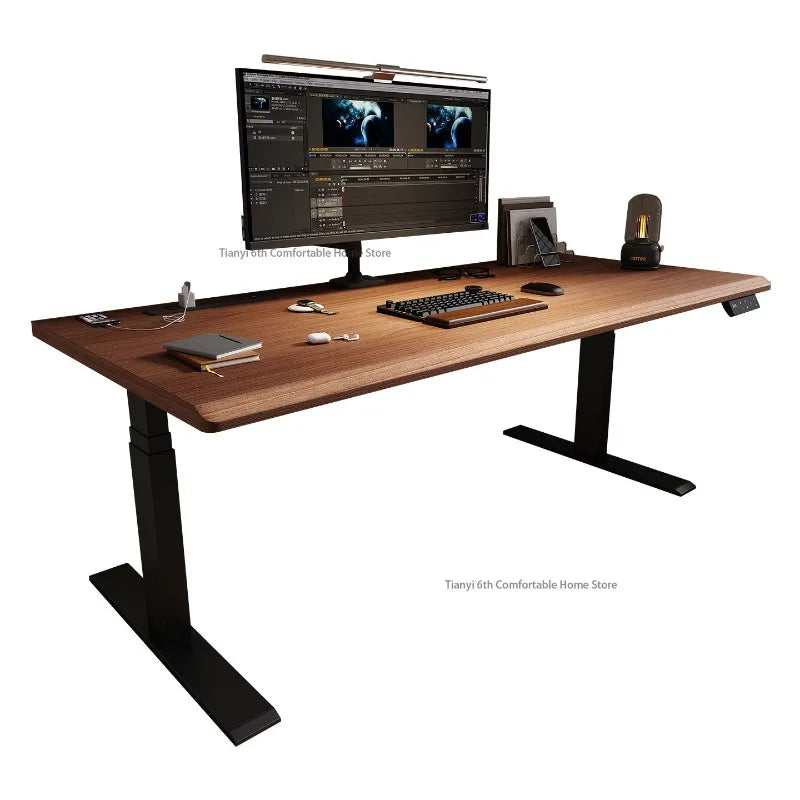 Modern Wooden Electric Height Adjustable Computer Desk High End Design Standing Desk Converter Study Desk Home Furniture FYCD