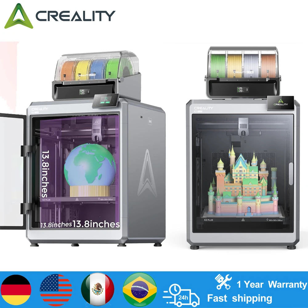 Creality K2 PLUS Combo 3D Printer Enclosed Chamber Design with 600mmS HighSpeed Printing AutoBedLeveling and FilamentRunoutS