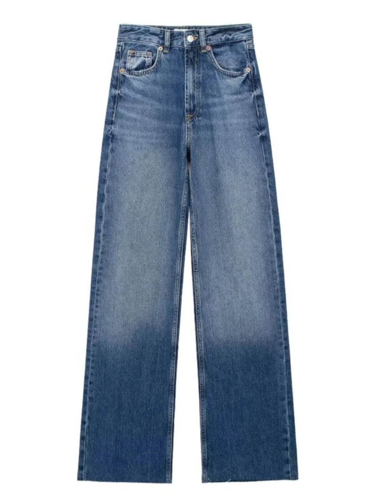 Spring 2024 Women's High Waist Wide Leg Jeans Slimming Versatile Long Pants Straight Cut Denim Trousers for Ladies