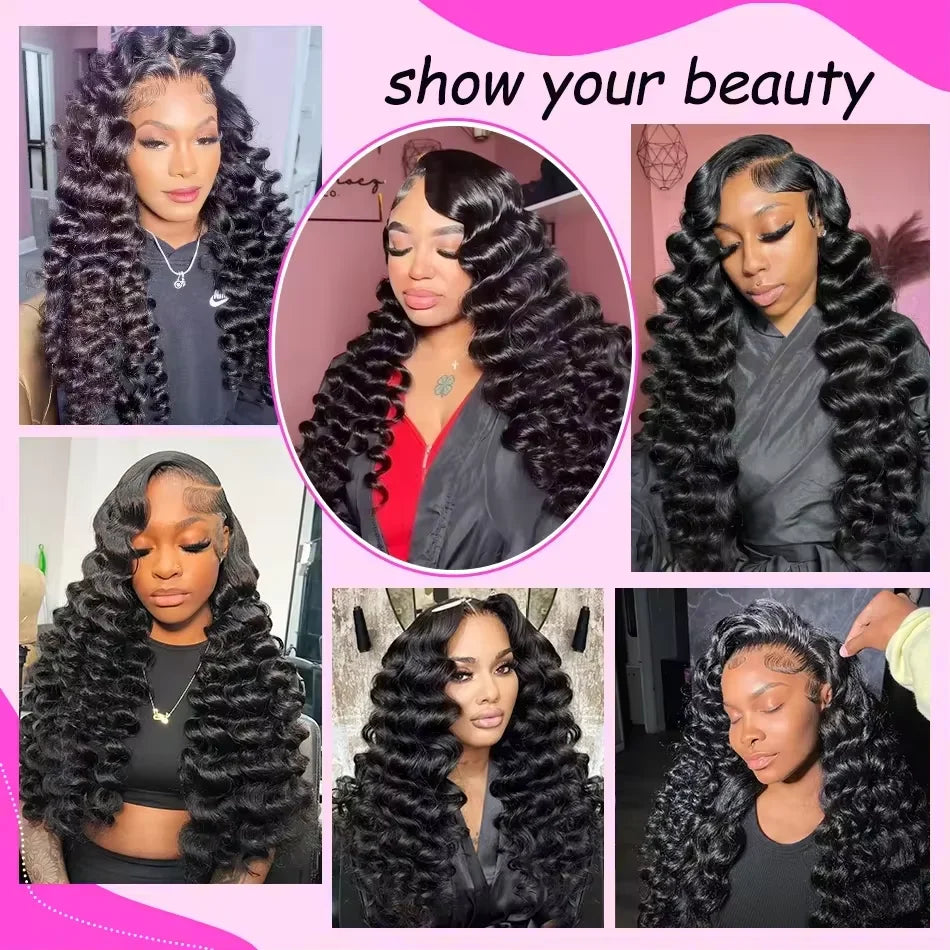 Loose Deep 13x6 Lace Front Human Hair Wig 30 40 Inches Brazilian Water