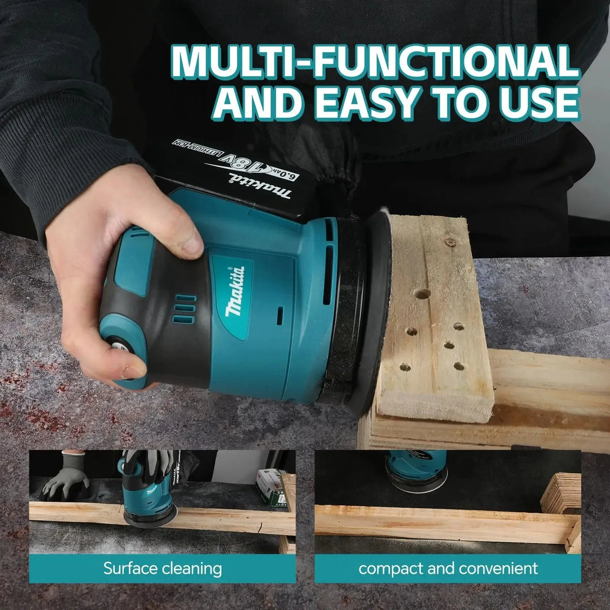 2026 Makita DBO180Z 18V Cordless Rechargeable Lithium-Ion Disc Random Track Sanding Machine for Woodworking And Mud Polishing