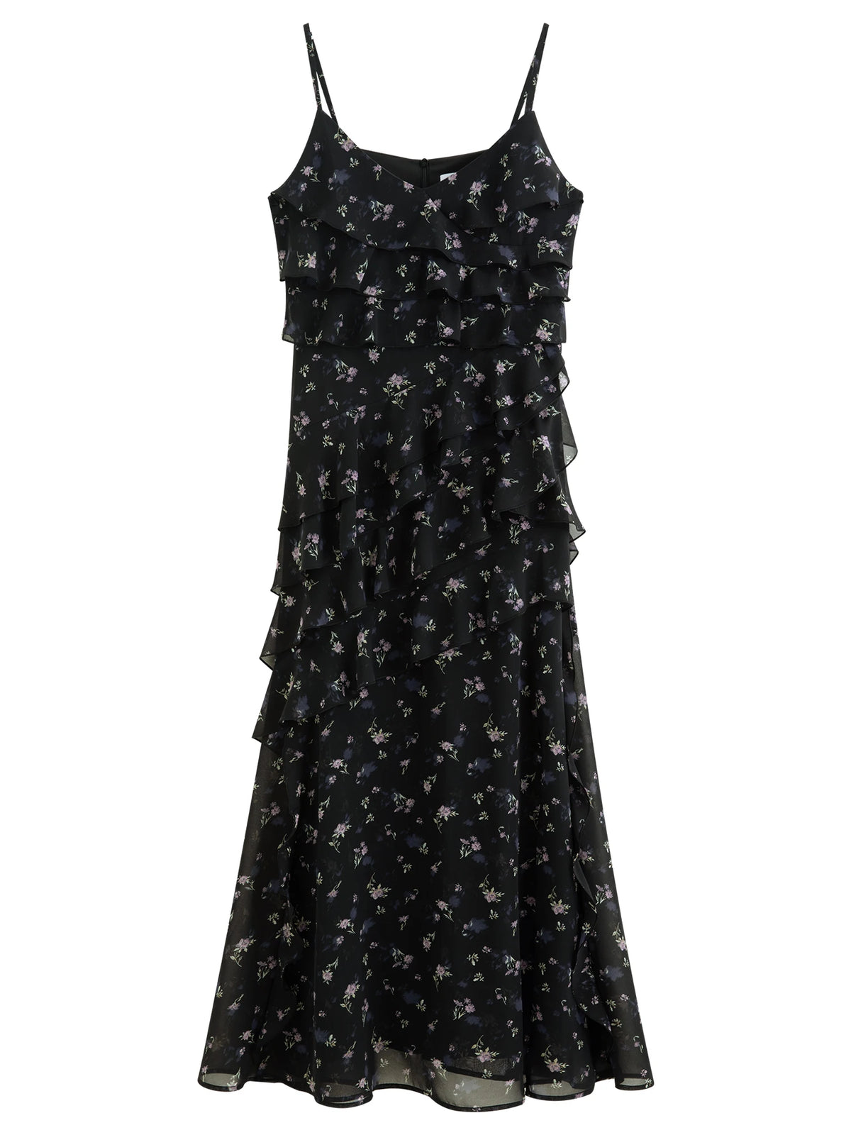 FSLE Summer Women Floral Print Ruffle Tiered Maxi Dress Adjustable Spaghetti Strap A-Line Long Dress Coquette Romantic Style