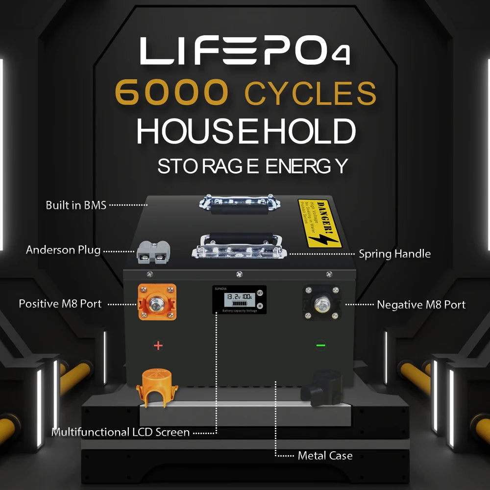 24V 48V 50Ah 100Ah 200AH LiFePO4 Battery Pack Built-in Bluetooth BMS For Solar Home Storage Golf Cart Boat RV Tax Free
