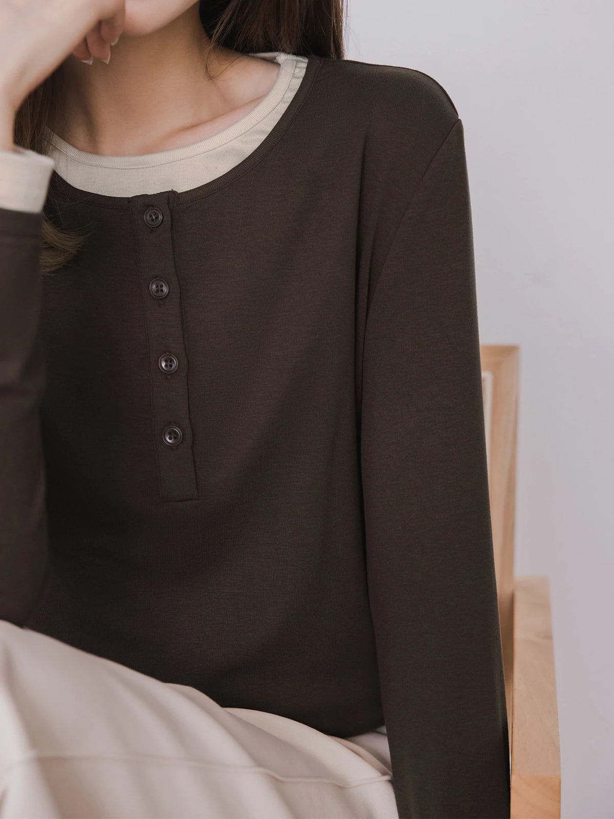 XIAOGULI Lyocell Long Sleeve T-shirt Women Basic Layering Top 2026 Autumn New Fake Two Piece Slim Fit Layerable Outer Top