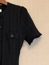 Popular Elegant New Solid Color Round Neck Dress Short Sleeved Long Knitted Dress for Women