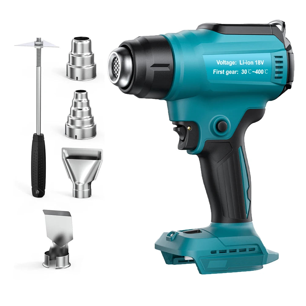 Cordless Electric Heat Gun For Makita For DEWALT 18V Battery Hot Air Gun With Nozzles Portable Power Tool For Shrink Wraping
