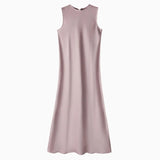 AS 2025 spring summer elegance satin dress + knitted top match set maxi floor length woman clothes