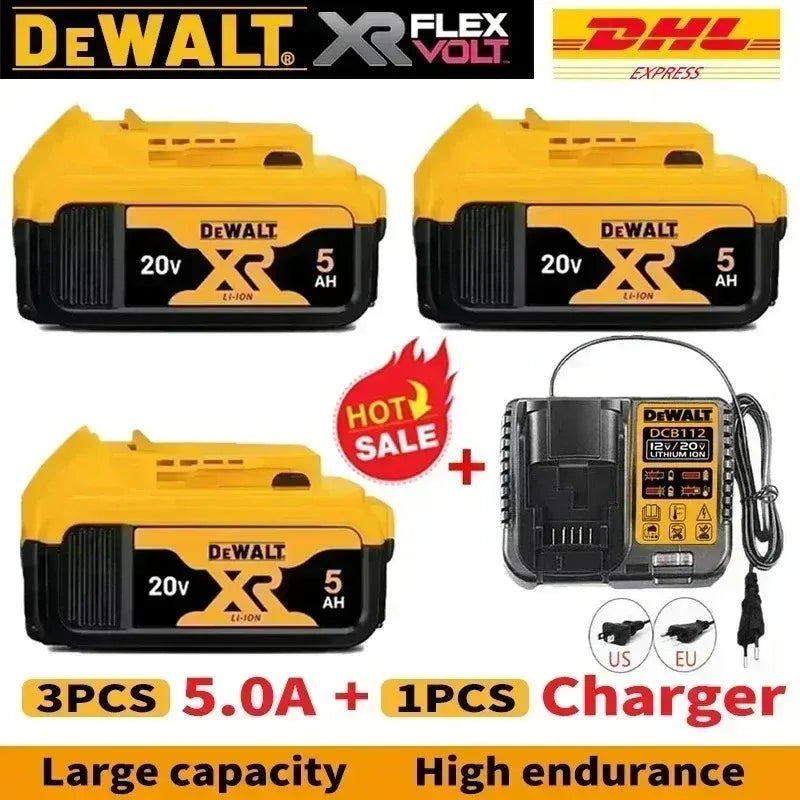 100% Original 20V 5.0Ah 6.0Ah 9.0Ah Battery Power Tool Replacement for DeWalt DCB184 DCB181 DCB182 DCB200 60V 9Ah Battery.