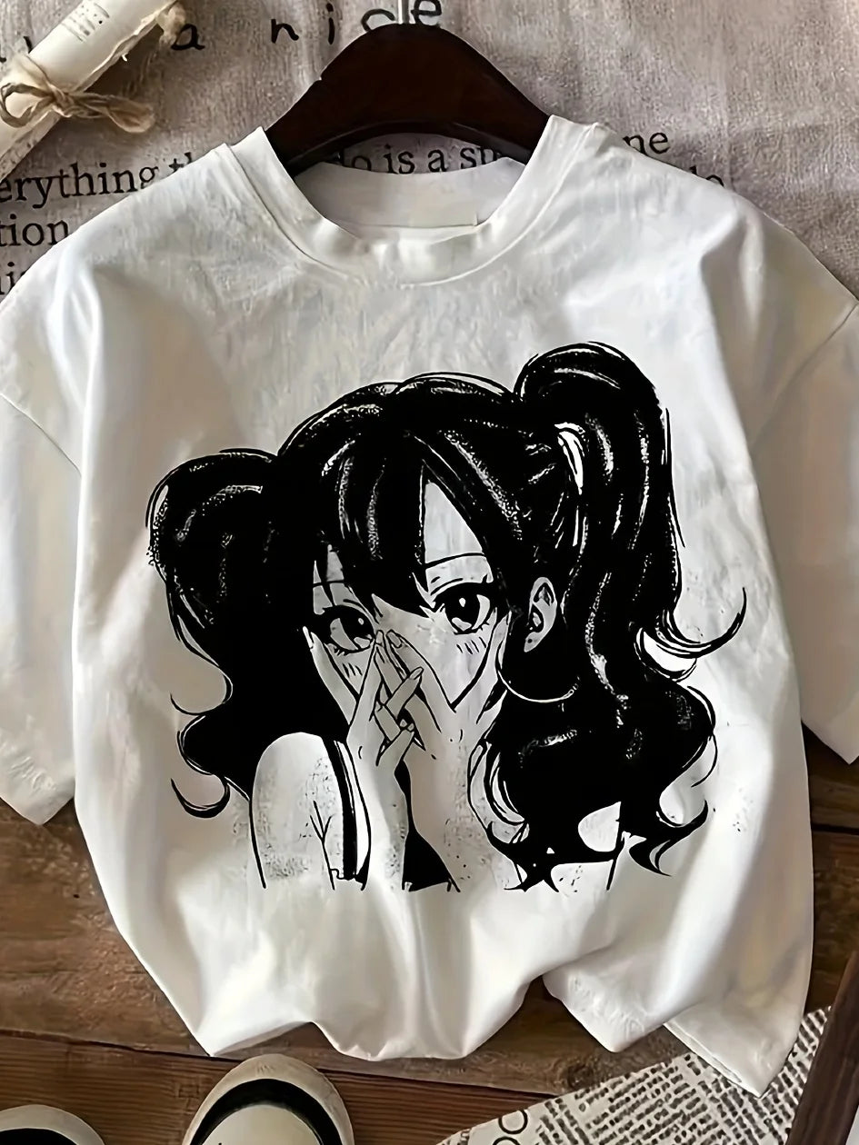 Graphic Print T-Shirt, Short Sleeve Crew Neck Casual Top for Summer And Spring, Women'S Clothing