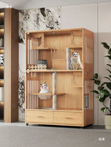 Cat nest cat villa solid wood household indoor litter box with toilet integrated cabinet luxury large cat house