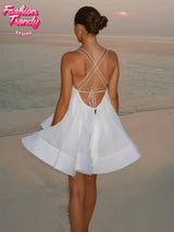 Chic Sleeveless Halter Neck Mini Dress Women Backless Off-Shoulder Puff Mini A-line Dresses 2026 Lady Vacation Beach Vestidos