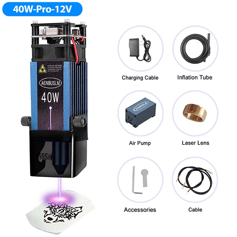 AENBUSLM 40W 80W Laser Module 450nm TTL/ PWM Laser Head Blue Laser for CNC Laser Engraving Cutting Machine Wood Working DIY Tool
