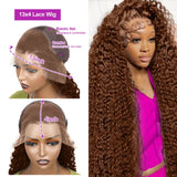 300 Density Chocolate Brown Deep Wave Lace Front Human Hair Wig 40Inch Color Hd Lace Frontal Wig For Women 13x6 Water Curly Wigs