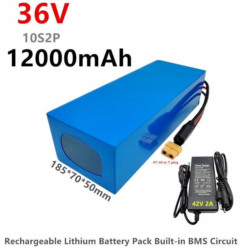 36V 7000 or 12000mAh 10S2P XT-60 or T Plug Rechargeable Lithium Battery Pack Built-in BMS Circuit