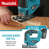 Makita DJV182 18V Cordless Jigsaw 300W 0-2700rpm 80mm Stroke ±45° Bevel Cut Power Tool for Wood Plastic Metal Cutting