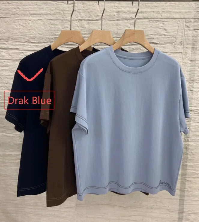 New Spring Summer Women's Cotton Beaded Short-Sleeve T-Shirt
