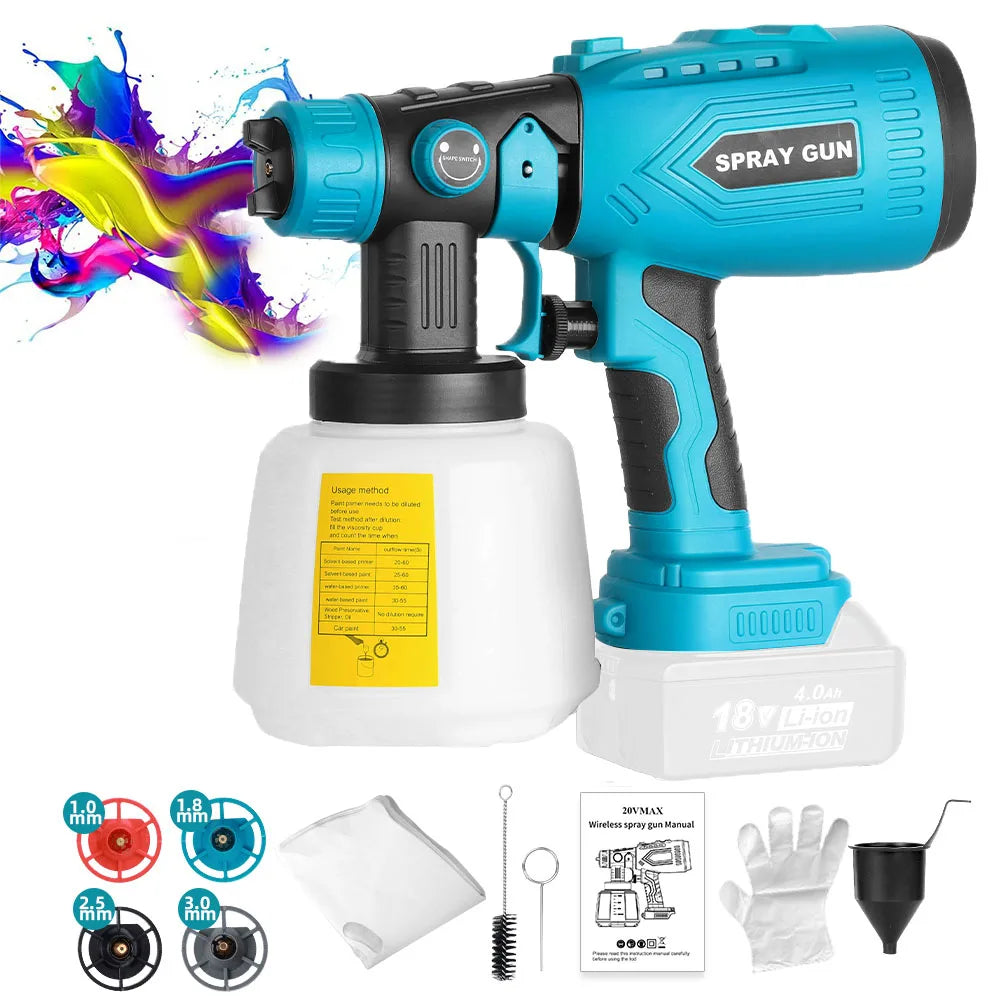 1000ML Cordless Paint Sprayer For Makita Li-ion Battery Electric Spray Paint Gun For Home Painting Furniture DIY (Not Battery）